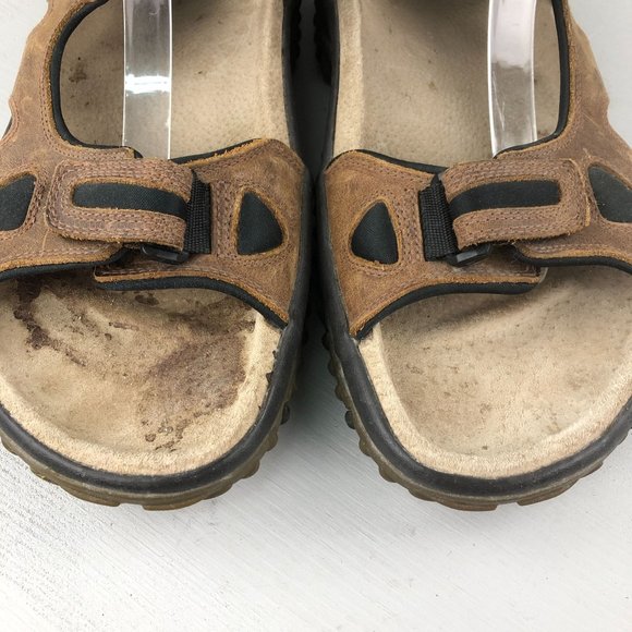 GH Bass & Co Men's Size 11M Northview Brown Leather Open Toe Hook & Loop Sandals - Picture 4 of 13